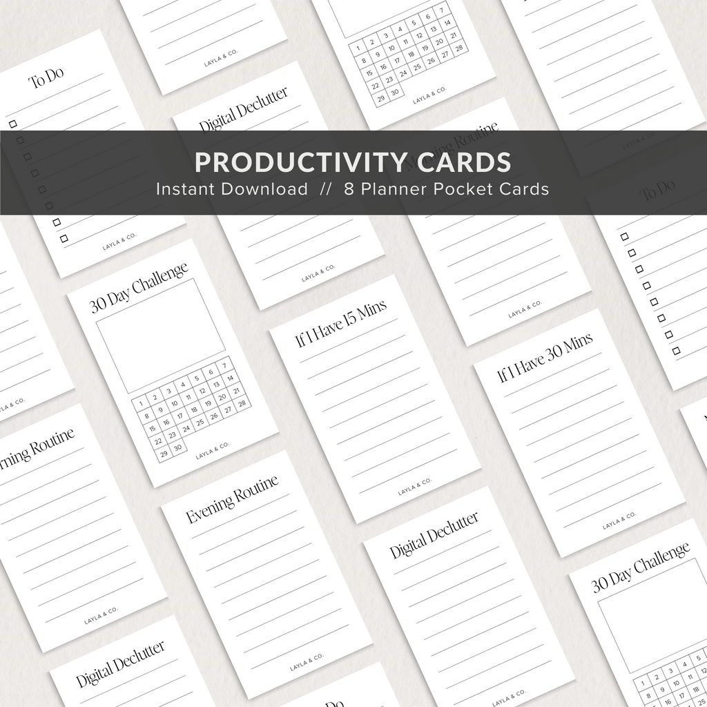 Planner Cards Printable, Productivity