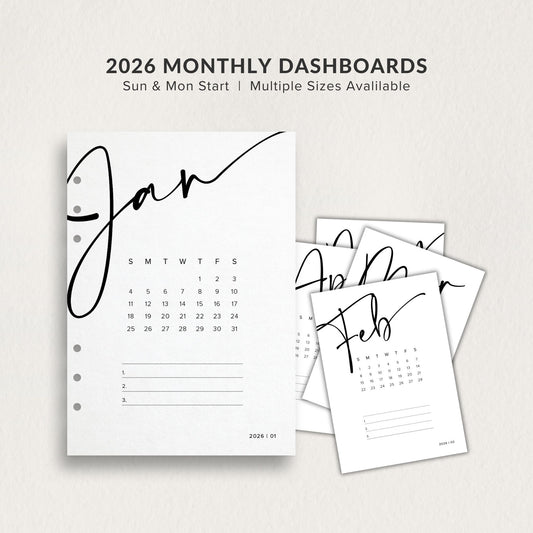 2026 Monthly Dashboards