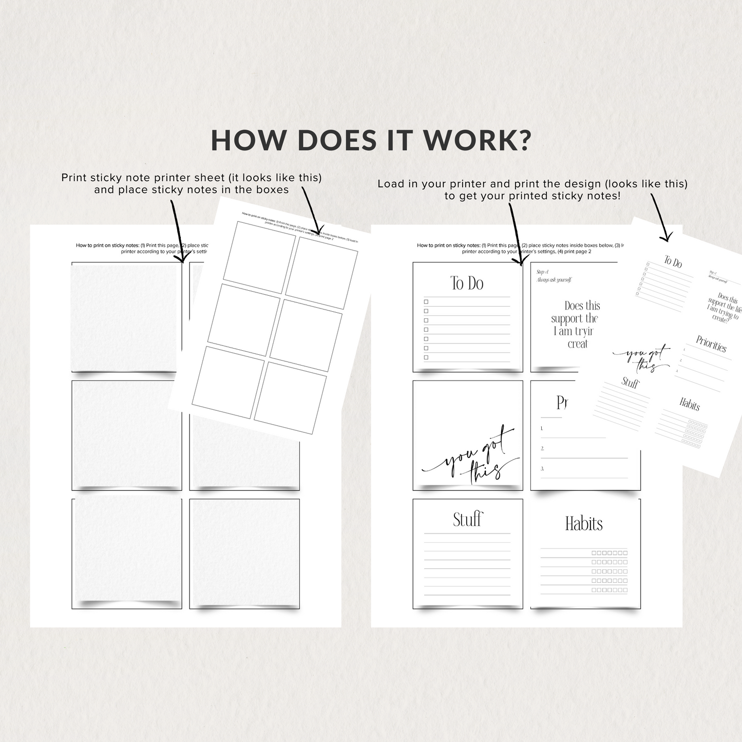 Sticky Notes Printable, Productivity