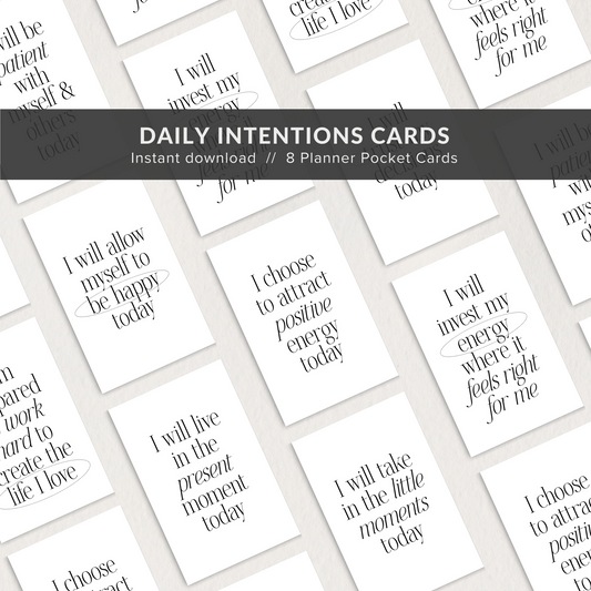 Planner Cards Printable, Daily Intentions