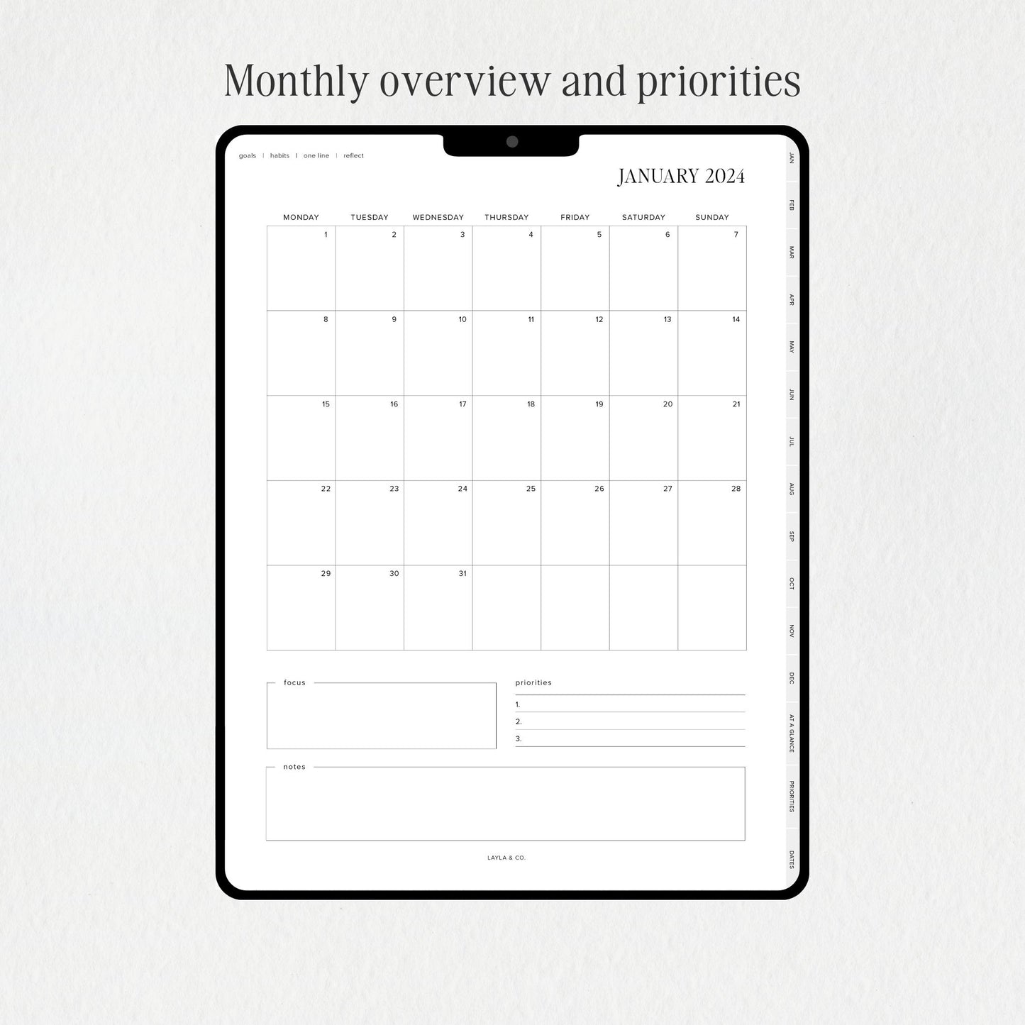 2024 Monthly Productivity Planner