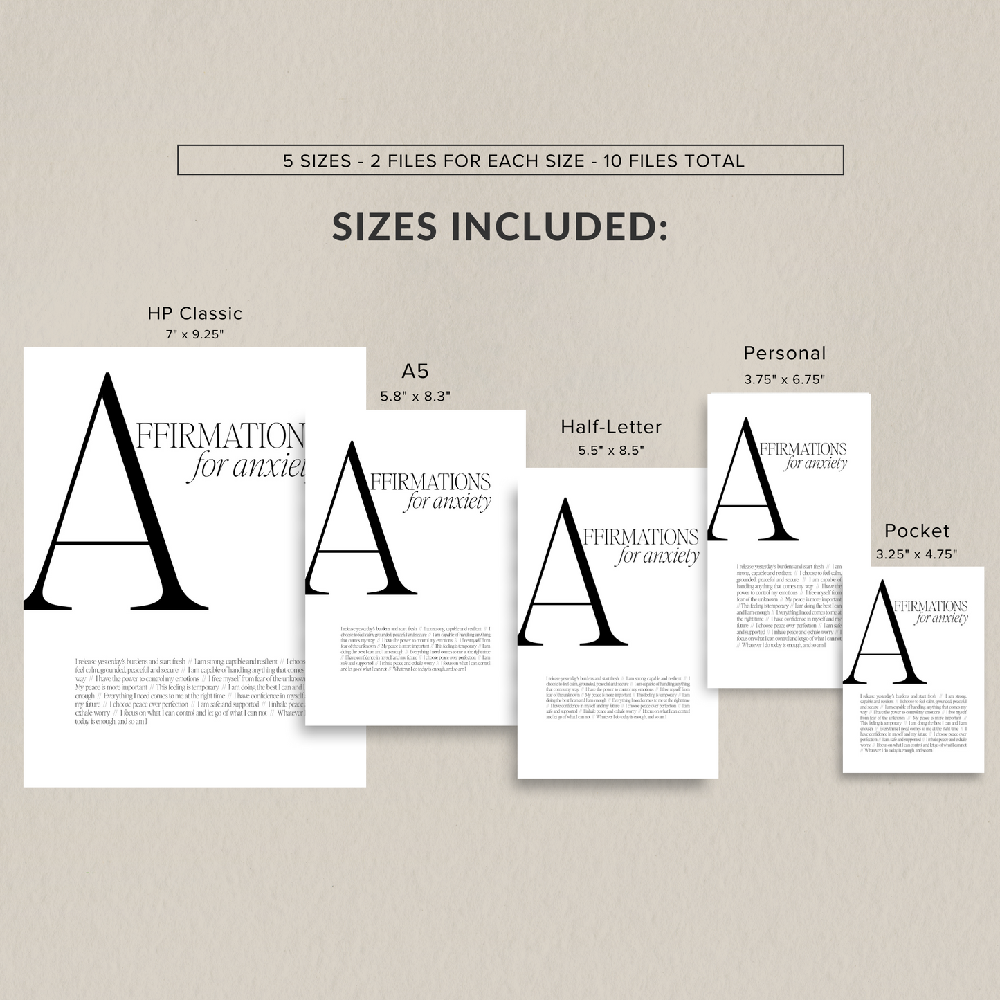 Dashboard Printable, Affimations for Anxiety