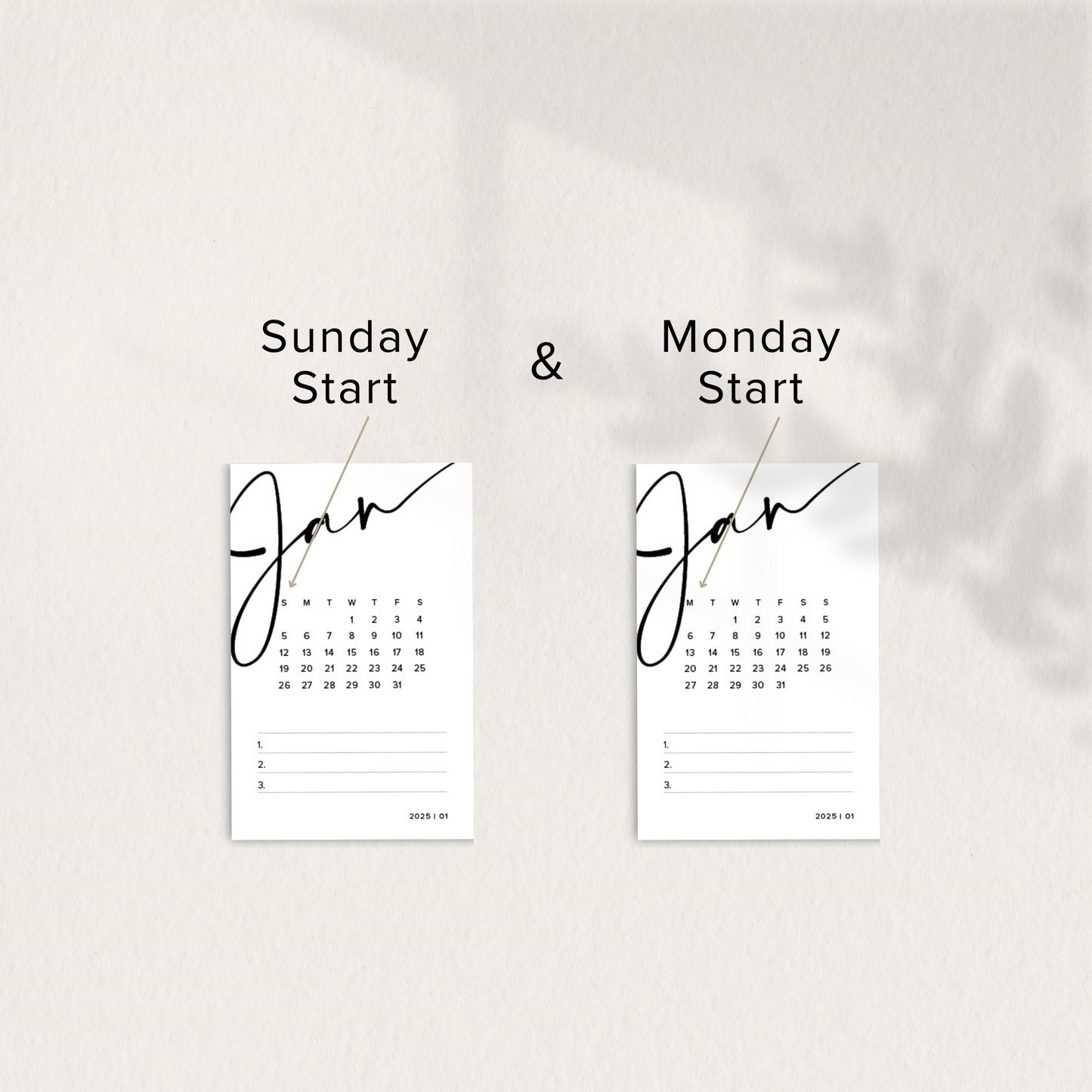 Planner Cards Printable, 2025 Monthly