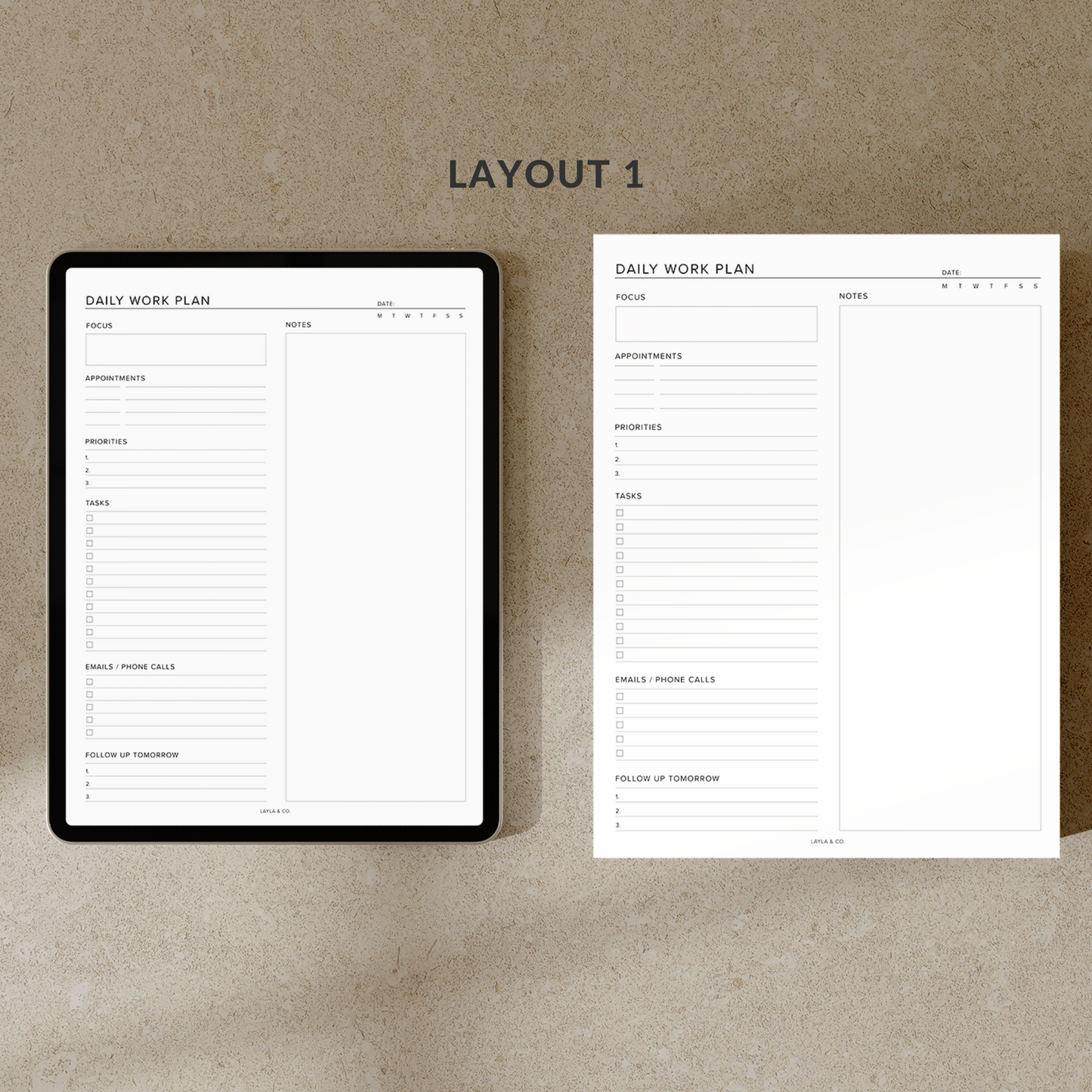 Minimalist Daily Work Digital Planner