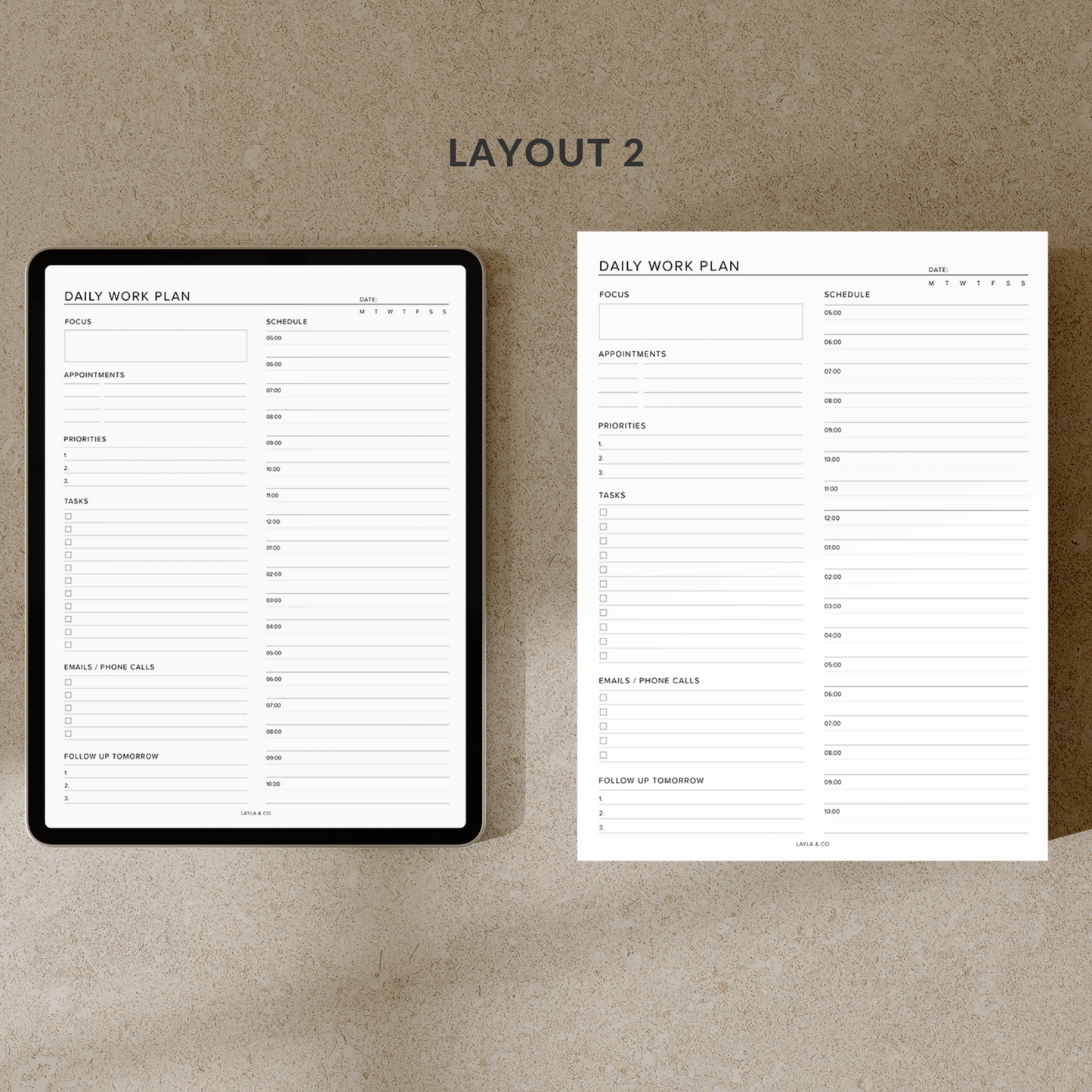 Minimalist Daily Work Digital Planner