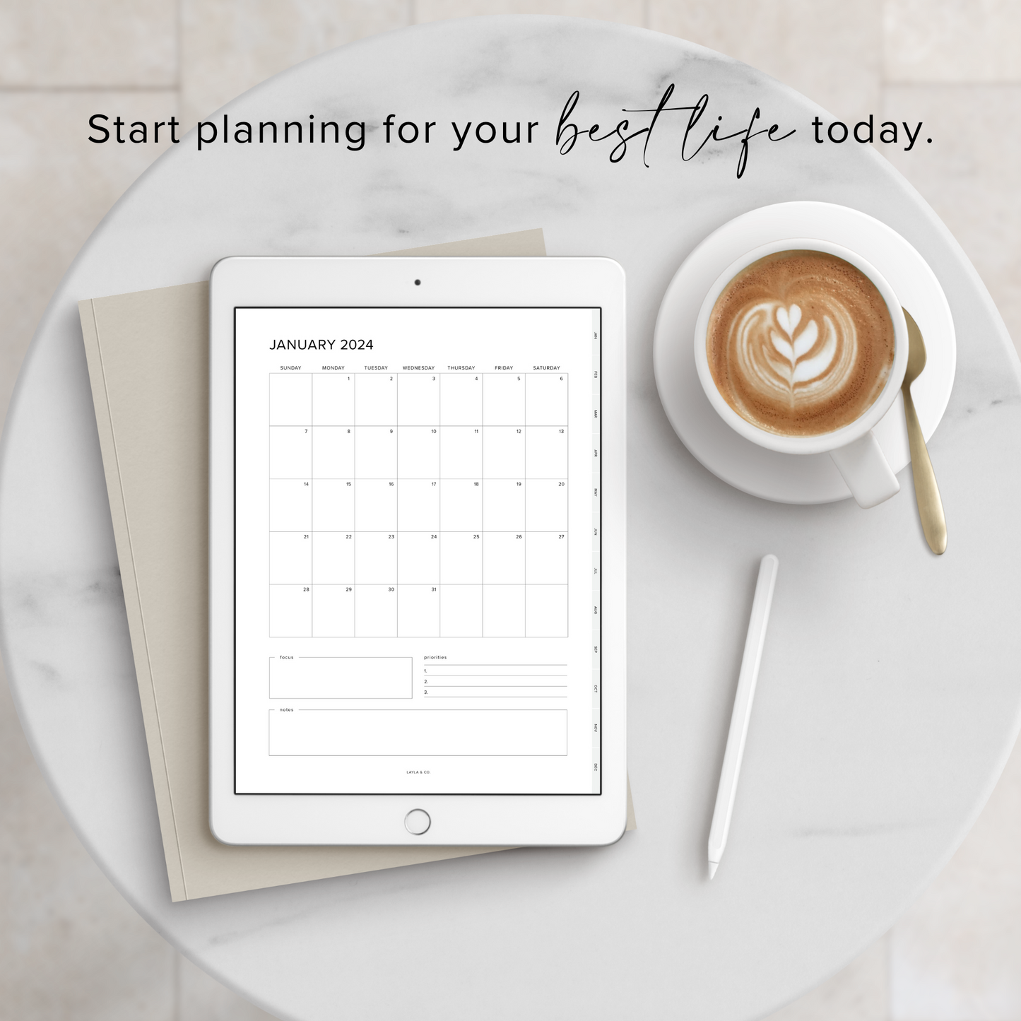 2024 Minimalist Monthly Digital Planner