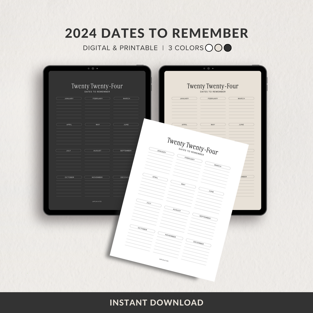 2024 Dates to Remember Digital Planner