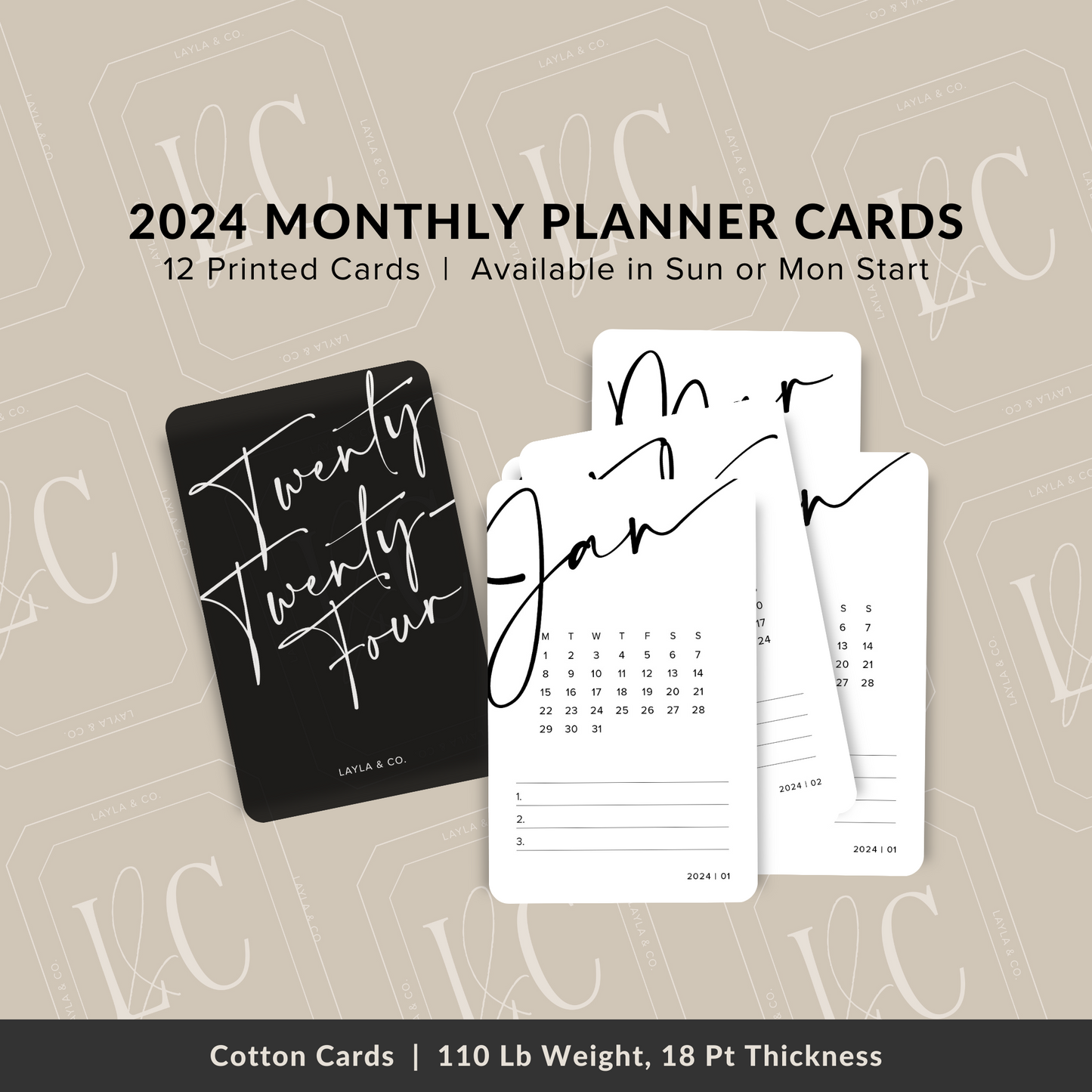 2024 Monthly Planner Cards