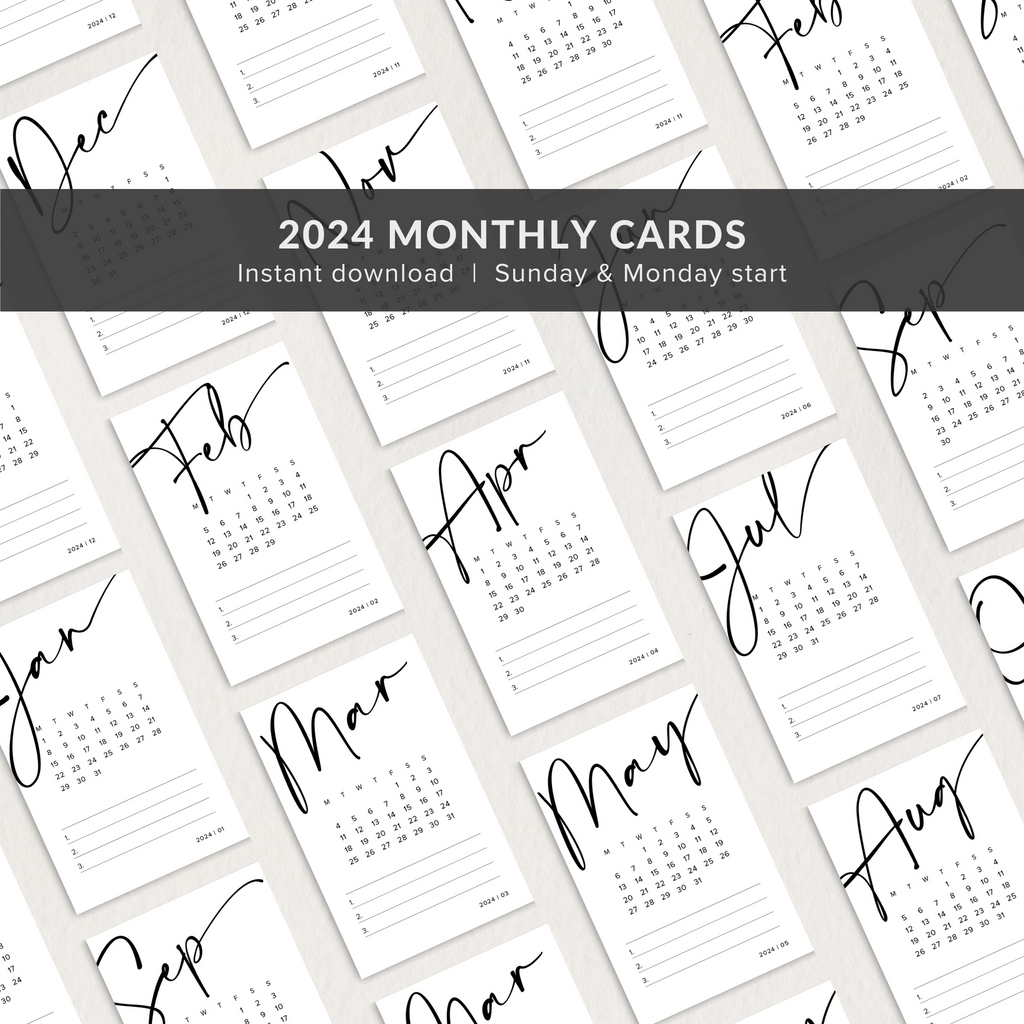 Planner Cards Printable, 2024 Monthly