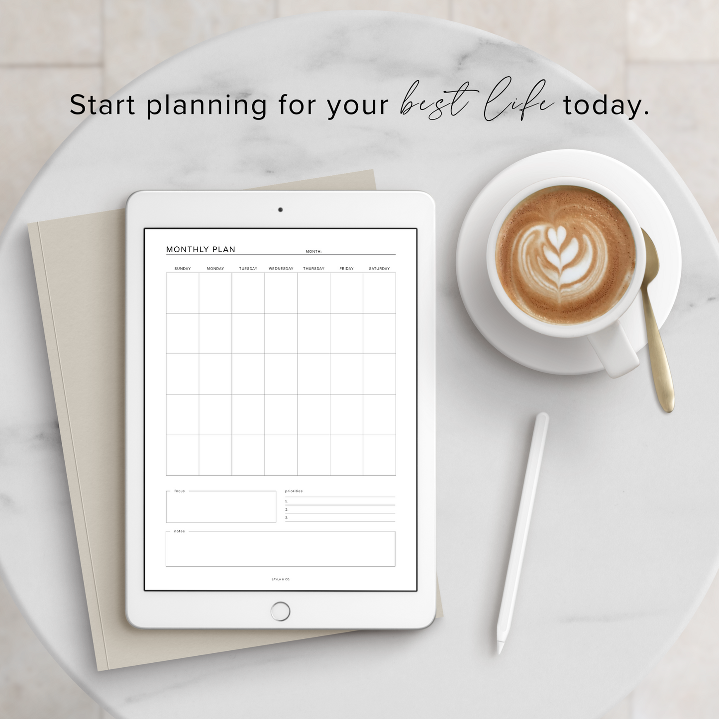 Minimalist Undated Monthly Digital Planner