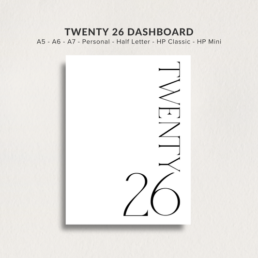 Dashboard Printable, Twenty26