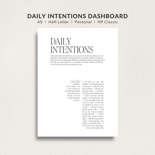 Dashboard - Daily Intentions